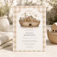 Noah's Ark Neutral Gingham Baby Shower