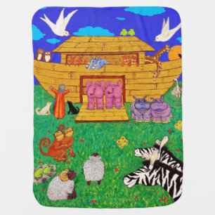 Noah's Ark: Noah's Floating Zoo: nursery kids room Baby Blanket