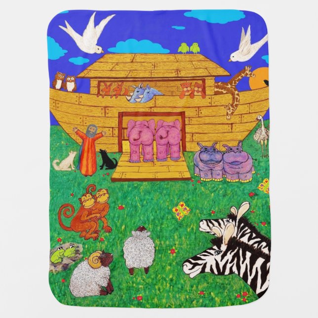 Noah's Ark: Noah's Floating Zoo: nursery kids room Baby Blanket (Front)