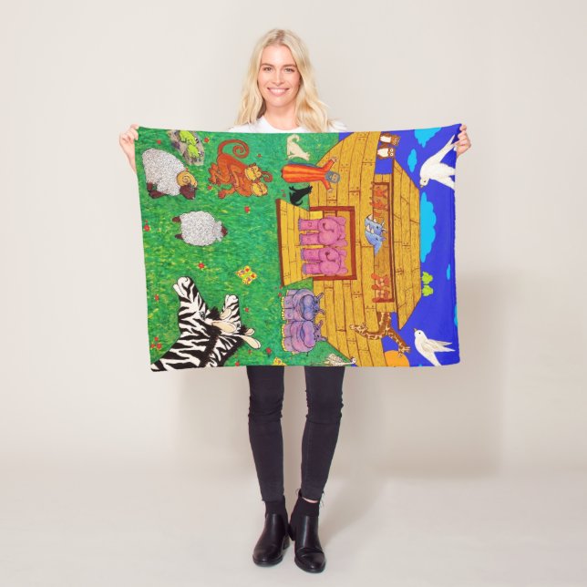 Noah's Ark: Noah's Floating Zoo: nursery kids room Fleece Blanket (In Situ)