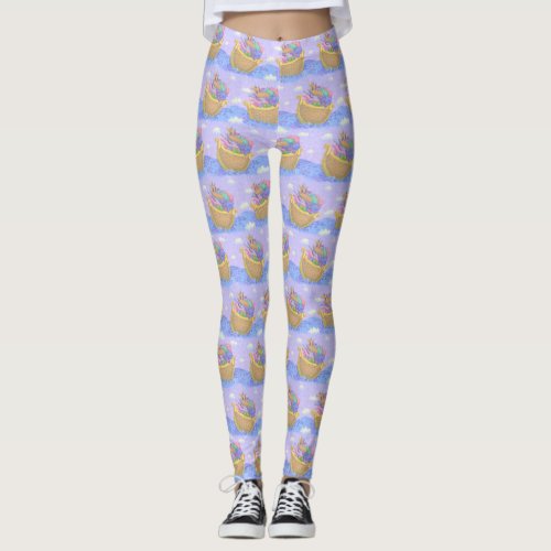 Noahs Ark Novelty Purple Religious Pattern Leggings