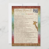 Noah's Ark Nursery Rhyme Baby Shower Games (Back)