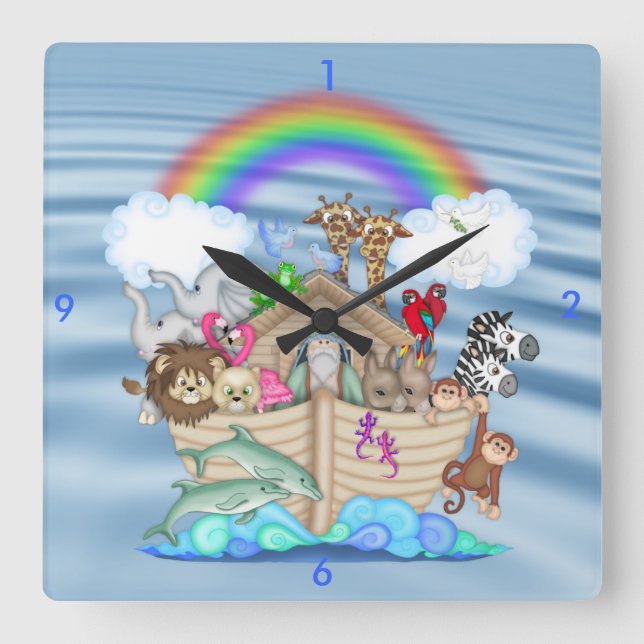 Noahs Ark Nursery Wall Clock Gift For BaBY (Front)