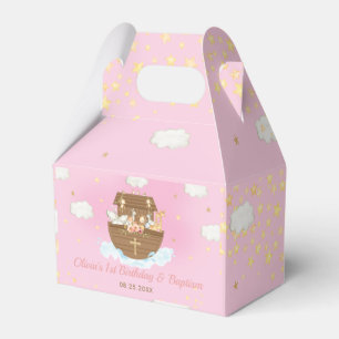 Noah's Ark Pink Girl Birthday Baptism Christening Favor Boxes