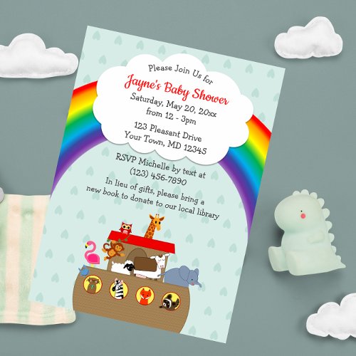 Noahs Ark Rainbow Baby Shower Invitation