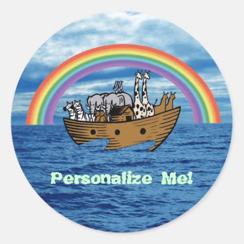 Noahs Ark  Rainbow Classic Round Sticker