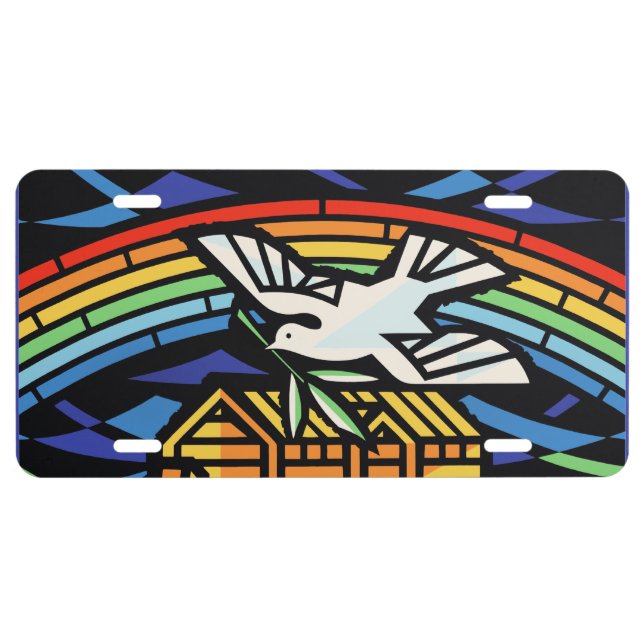 Noah's Ark, Rainbow, Dove  License Plate (Front)
