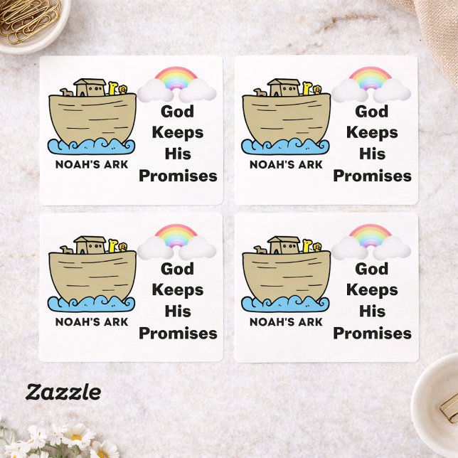 Noah's Ark Rainbow God's Promises Rectangular Sticker (Creator Uploaded)