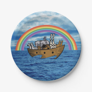 Noah's Ark & Rainbow Paper Plates