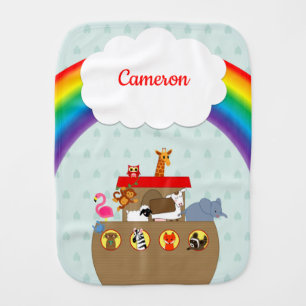 Noah's Ark Rainbow Personalized Baby Burp Cloth