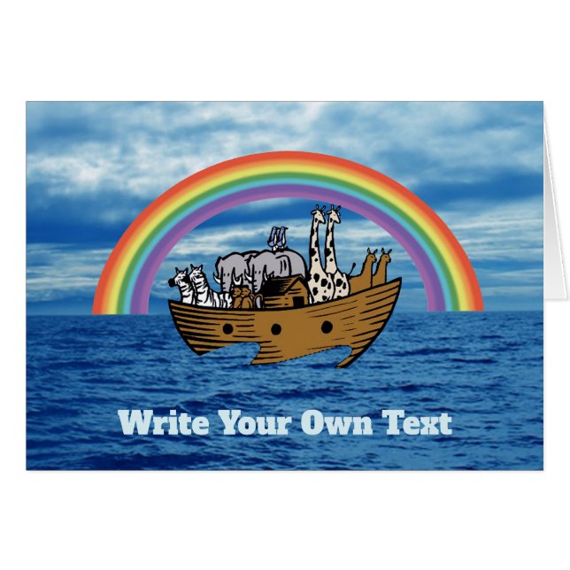 Noah's Ark & Rainbow - Write Your Own Text Cards (Front Horizontal)