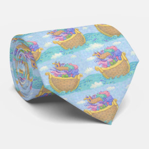Noah's Ark Religious Novelty Blue Pattern Neck Tie