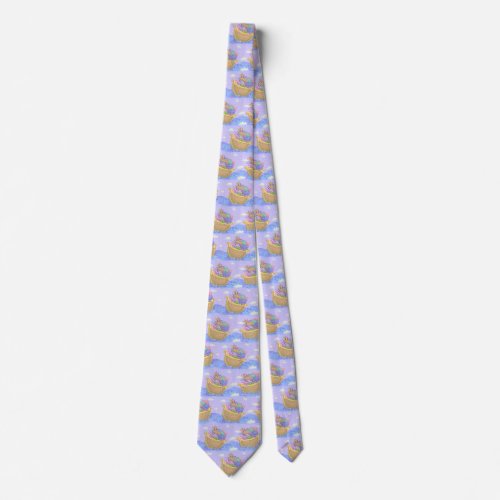 Noahs Ark Religious Novelty Purple Pattern Neck Tie