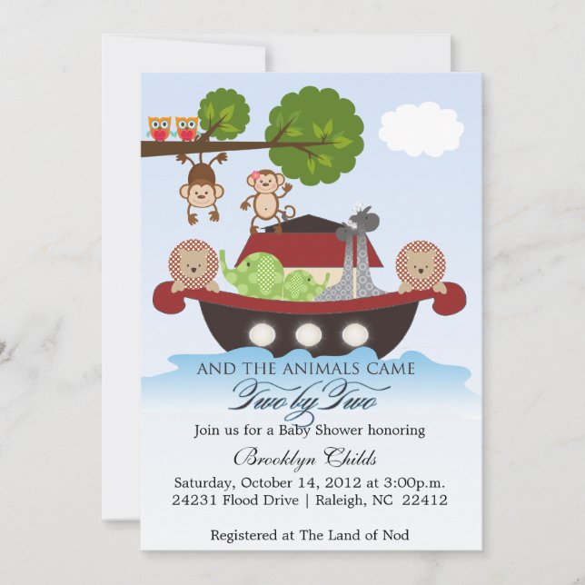 Noahs Ark Sets Sail Baby Shower Invitation (Front)