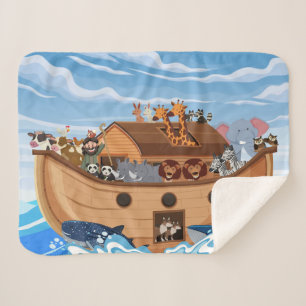 Noah's Ark Sherpa Fleece Blanket for Kids