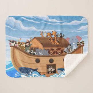 Noah's Ark Sherpa Fleece Blanket for Kids