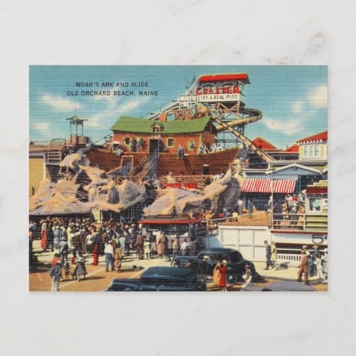 Noahs Ark  Slide Old Orchard Beach ME Vintage Postcard
