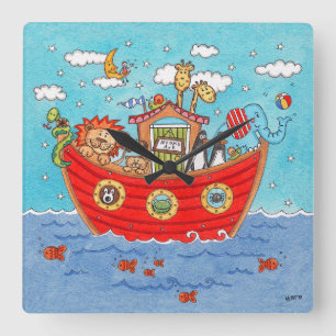 Noah's Ark Square Wall Clock