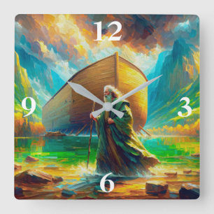 Noah's Ark Square Wall Clock