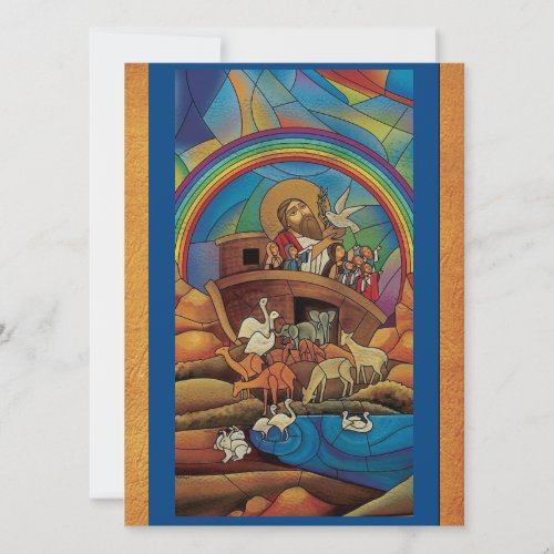 Noahs Ark stained glass look flat card