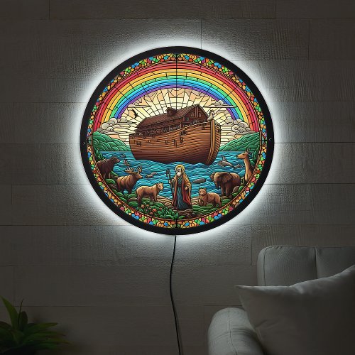 Noahs Ark Stained Glass Window LED Sign