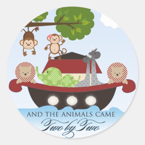 Noahs Ark Stickers_Animals Came Two by Two Classic Round Sticker