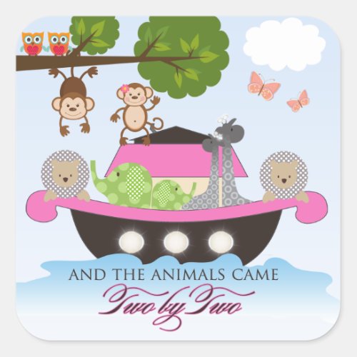 Noahs Ark Stickers for Girls Square