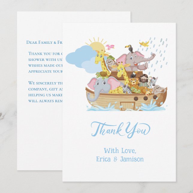 Noah's Ark Thank You Card (Front/Back)