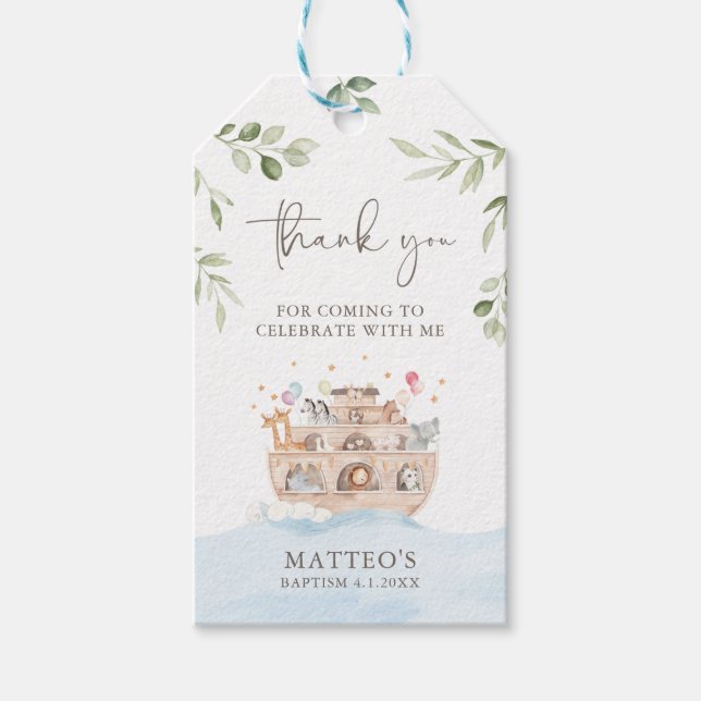 Noah's Ark Thank You Favor Tag (Front)