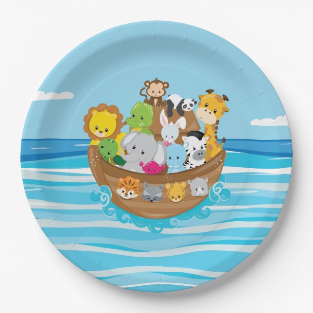 Noah's Ark Theme | Baby Animals Paper Plates (Front)