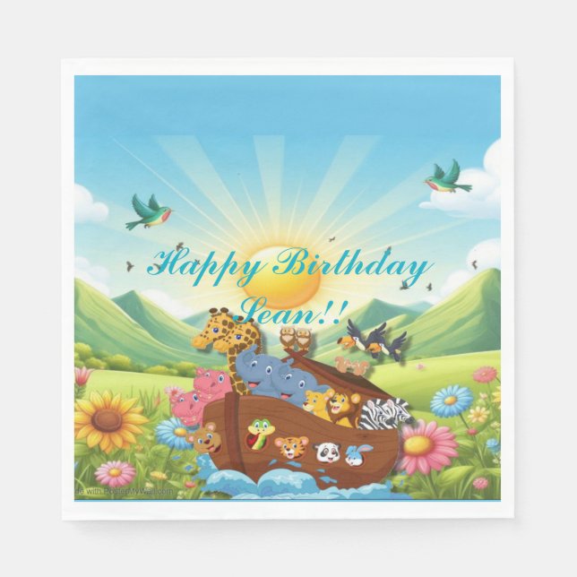 Noah's Ark Theme Napkins (Front)