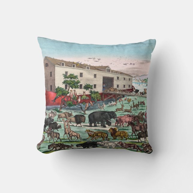 Noah's Ark Throw Pillow (Front)