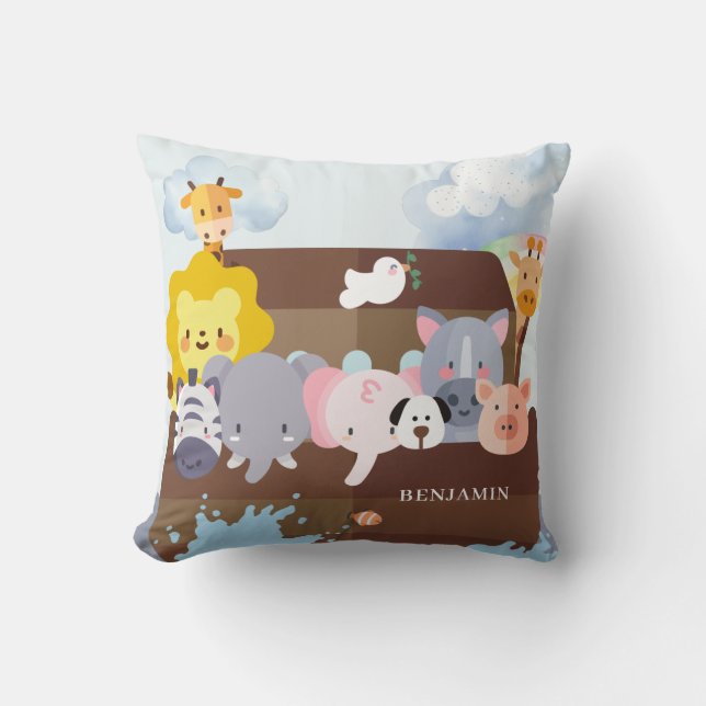 Noah's Ark Throw Pillow (Front)