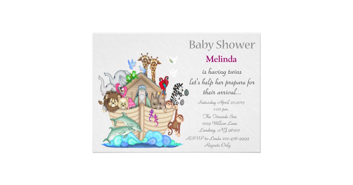 Noah S Ark Twins Baby Shower Announcements