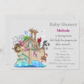 Noah's Ark Twins Baby Shower Invitation (Front/Back)
