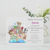 Noah's Ark Twins Baby Shower Invitation (Standing Front)