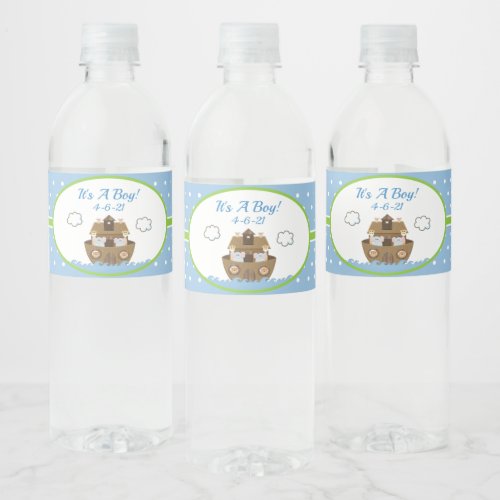 Noahs Ark Water Bottle Labels Baby Shower Boy