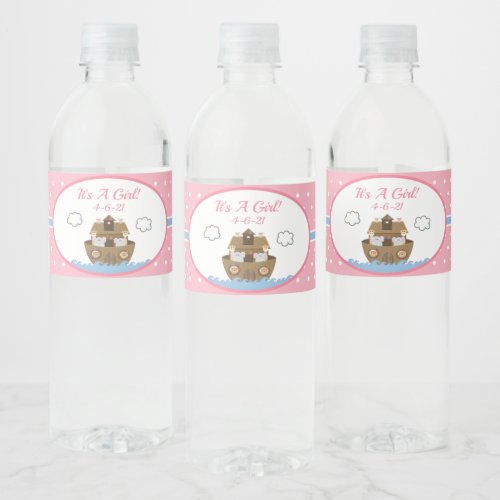 Noahs Ark Water Bottle Labels Baby Shower Girl