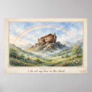 Noah's Ark Watercolor Mount Ararat Poster