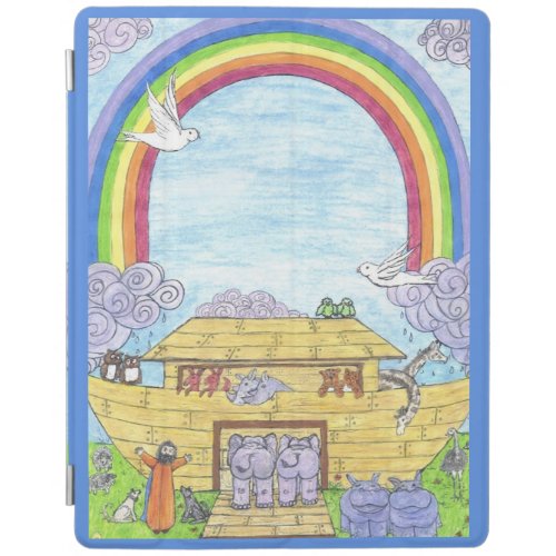 Noahs Ark  Watercolor Rainbow Animal Elephant iPad Smart Cover