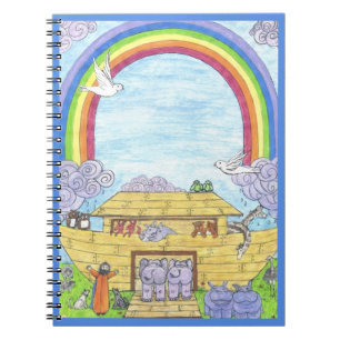 Noah's Ark Watercolor Rainbow Funny Elephant Notebook