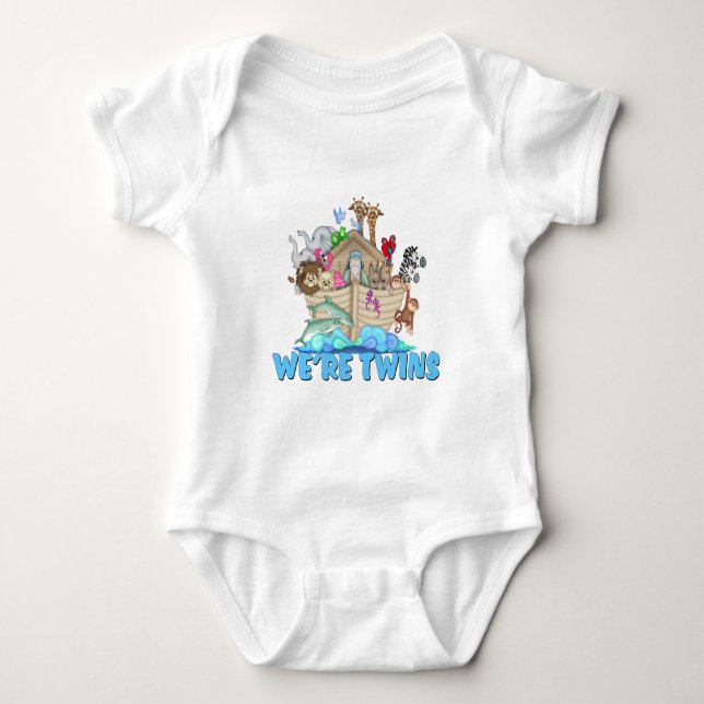 Noah's Ark We're Twins Baby Bodysuit (Front)