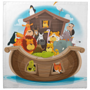 Noah's Ark With Jungle Animals Cloth Napkin