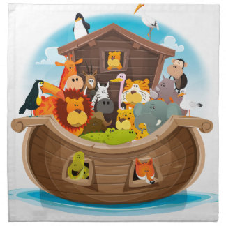 Noah's Ark With Jungle Animals Cloth Napkin