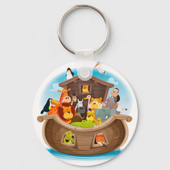 Noah's Ark With Jungle Animals Keychain (Front)