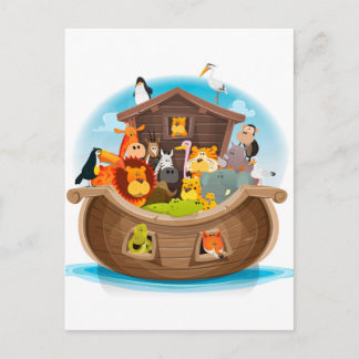Noah's Ark With Jungle Animals Postcard