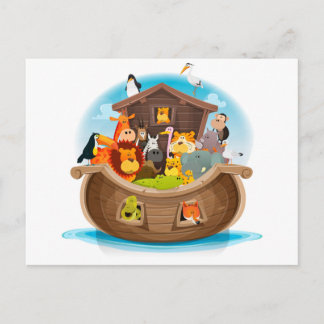 Noah's Ark With Jungle Animals Postcard