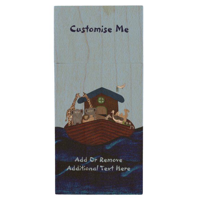 Noah's Ark Wood USB Flash Drive (Front Vertical)
