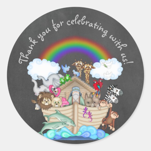 NOAHS ARK ZOO ANIMAL CHILDRENS STICKER CHALKBOARD (Front)