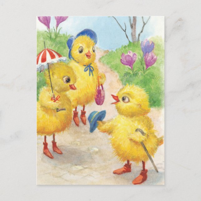 Noastalgic easter chicks holiday postcard (Front)
